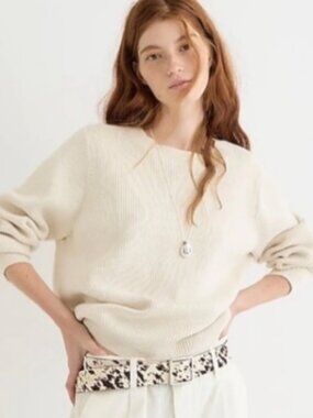 J.Crew Ribbed Crewneck Extra Soft Knit Sweater-  Ivory (Size Small)